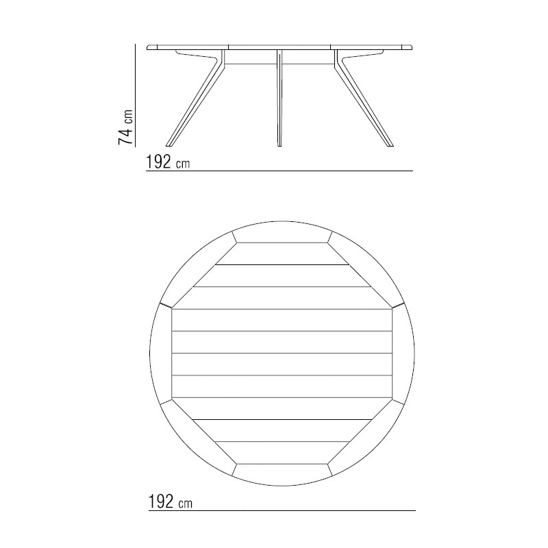 ZEFIRO OUTDOOR Tisch, Holz, rund - Ø 192 cm