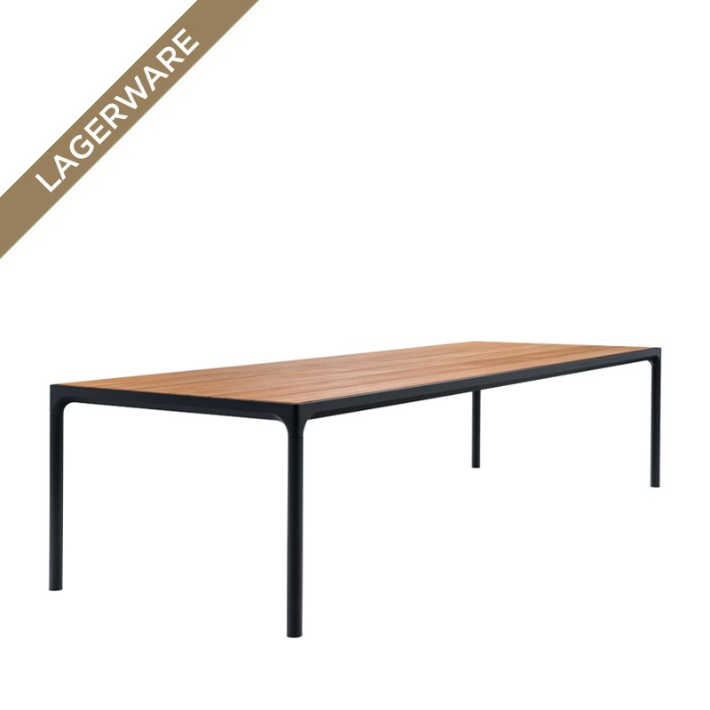 Houe FOUR Outdoor Tisch 270 x 90 cm, schwarz, Tischplatte Bambus