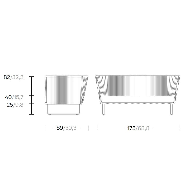 BITTA Sofa Gestell Slate Sone/ Geflecht Shore Line