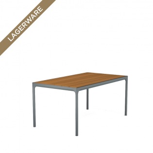 FOUR Tisch 160 x 90 cm, grau mit Bambus-Platte