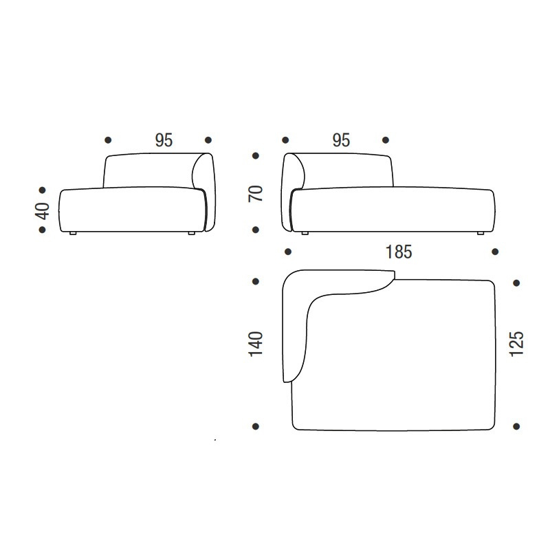 MDF Italia COSY Sofa Polstermodul M - Höhe 80 cm | Tiefe 100 cm