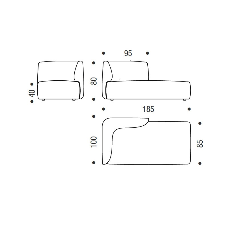 MDF Italia COSY Sofa Polstermodul M - Höhe 70 cm | Tiefe 140 cm