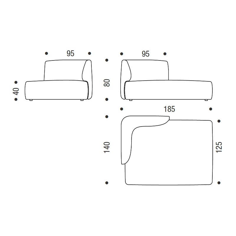 MDF Italia COSY Sofa Polstermodul M - Höhe 80 cm | Tiefe 140 cm