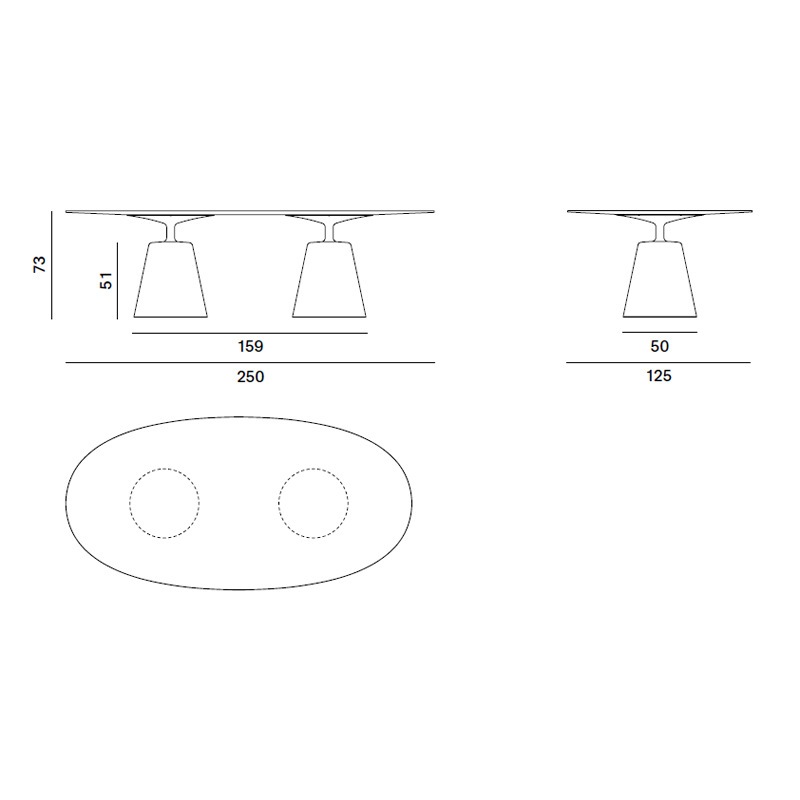 MDF Italia ROCK-TABLE Tisch, oval - 250 x 125 cm