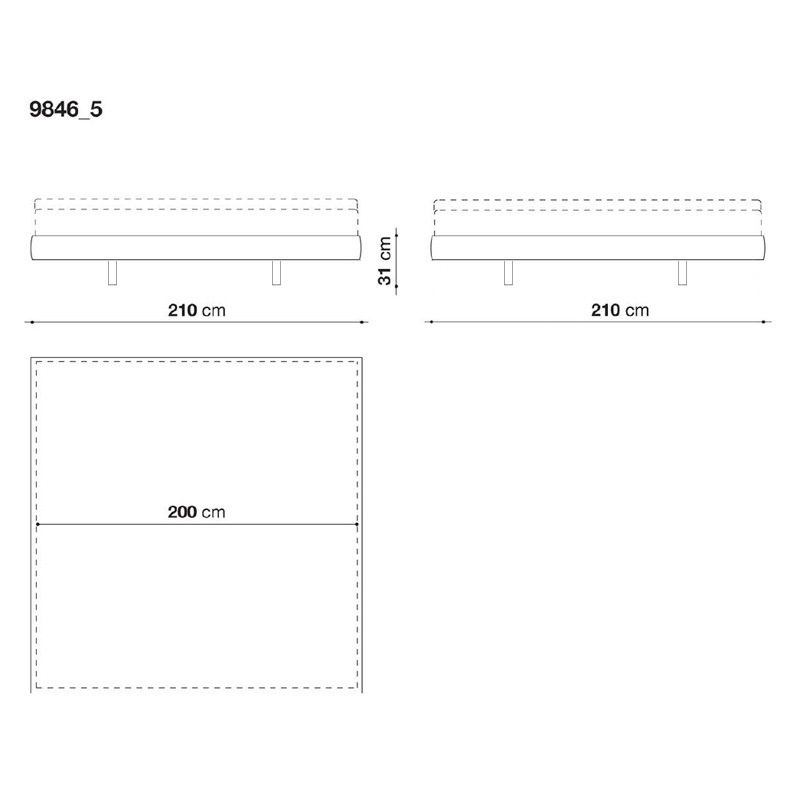 Maxalto FILEMONE Bett, Variante C und D - für Matratze 200x200cm