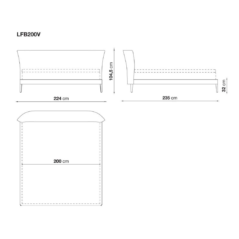 Maxalto FEBO Bett - für Matratze 200x200cm