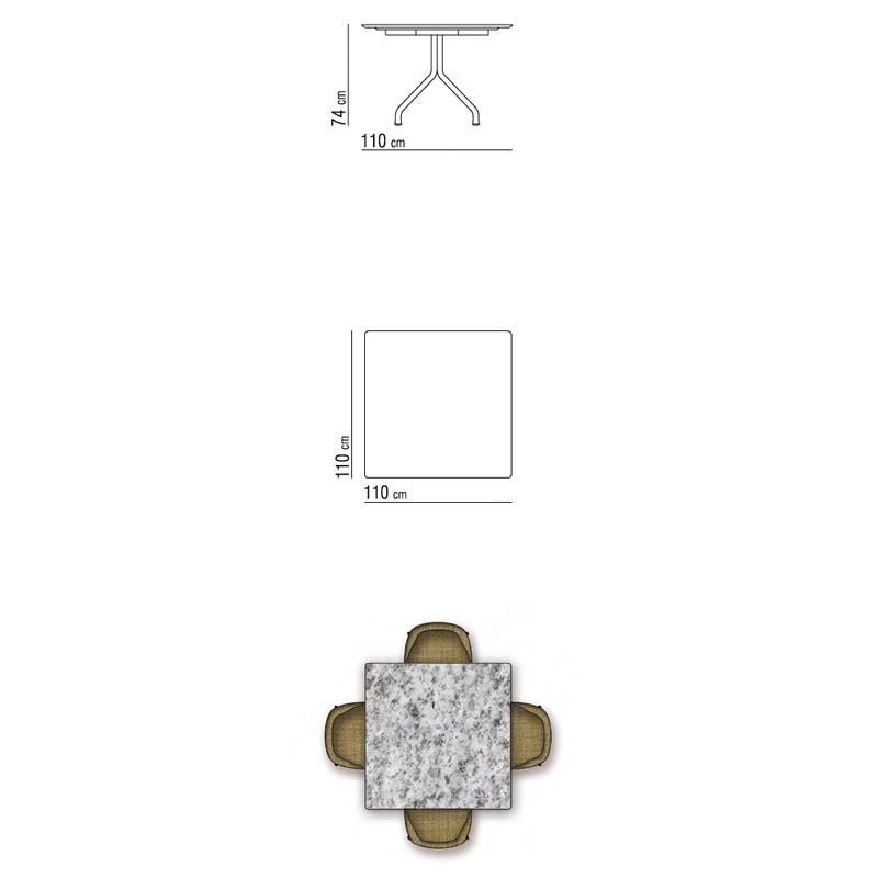 Flexform ACADEMY OUTDOOR Esstisch - quadratisch 110 x 110 cm