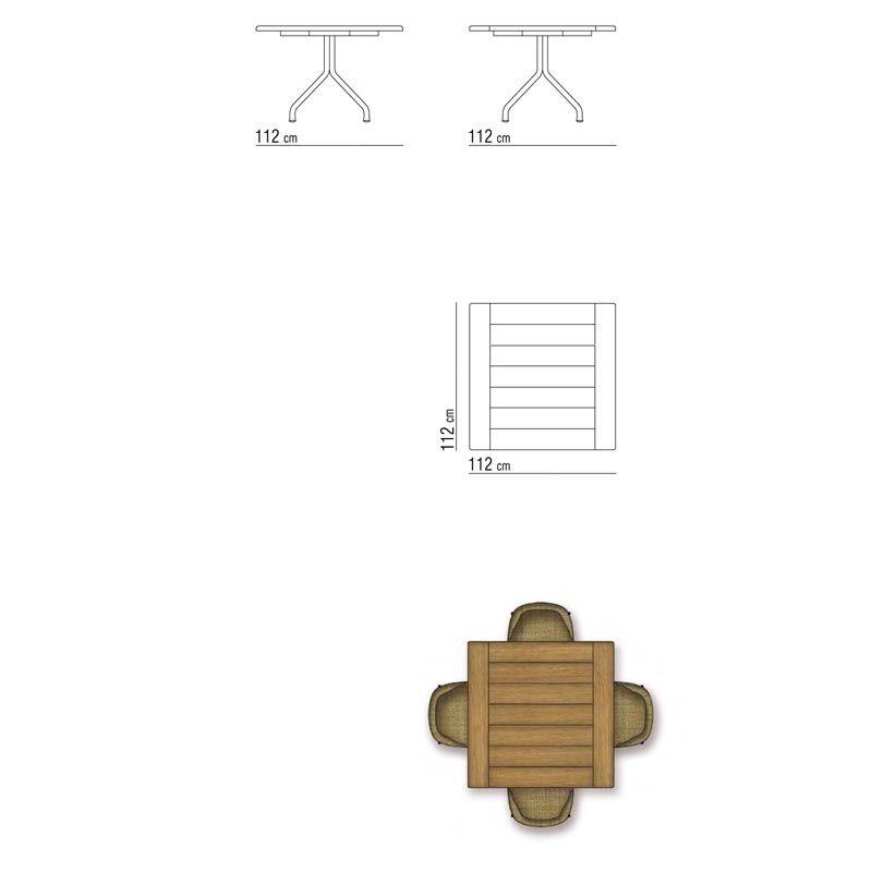 Flexform ACADEMY OUTDOOR Esstisch Iroko - quadratisch - 112 x 112 cm