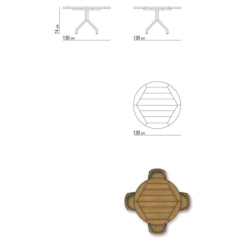 Flexform ACADEMY OUTDOOR Esstisch Iroko - rund - ∅ 130 cm