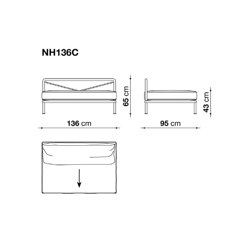B&B Italia NOOCH OUTDOOR Sofa Mittelelement - Breite 136 cm