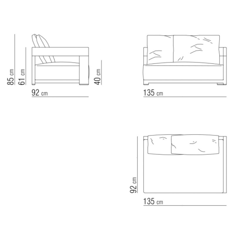 Flexform MILOS OUTDOOR Endelement rechts 135cm