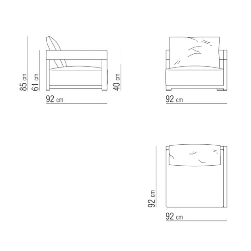 Flexform MILOS OUTDOOR Eckelement rechts 92cm