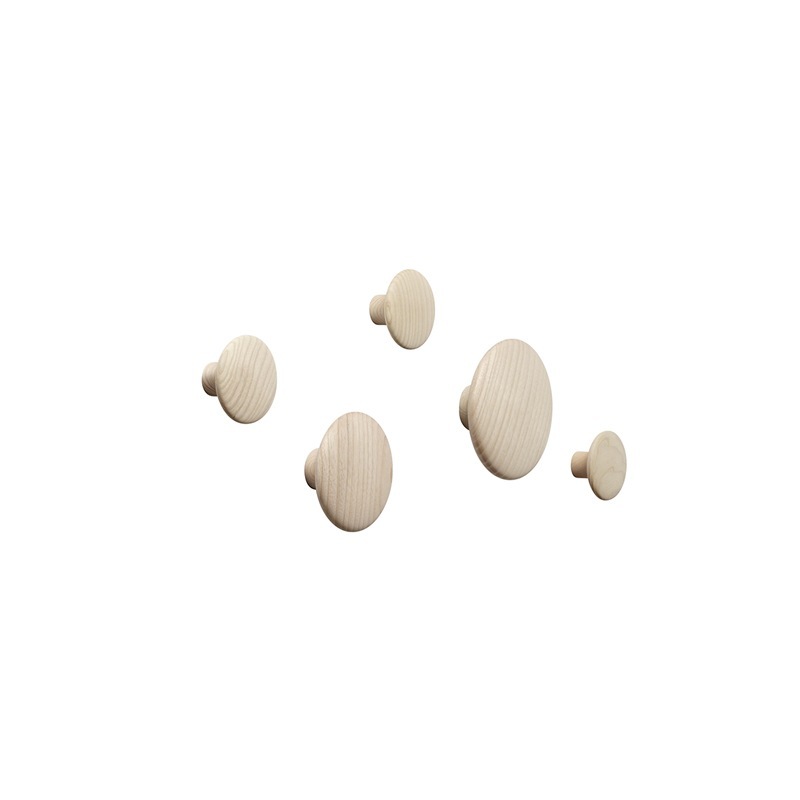 Muuto DOTS WOOD Wandhaken, 5er Set