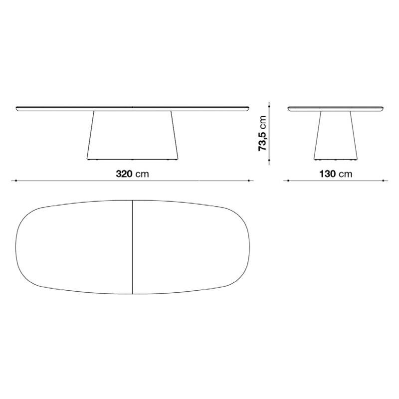 B&B Italia ALLURE O' Tisch Eiche - mit zusätzlicher oberer Tischplatte