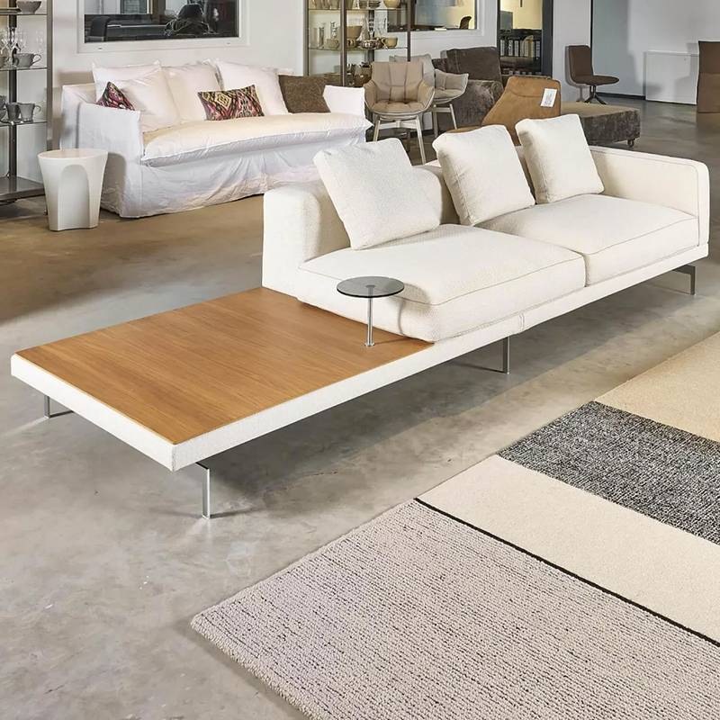 B&B Italia DOCK 2-Sitzer Sofa mit Anstecktisch, Nussbaum/ Polster Antille white