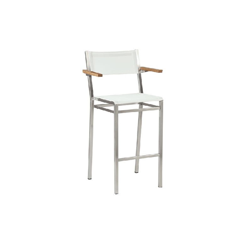 Barlow Tyrie EQUINOX Barstuhl mit Teak-Armlehne