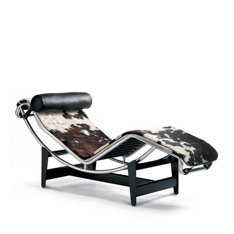 Cassina 4 Chaise longue à reglage continu, Fell black/brown/white