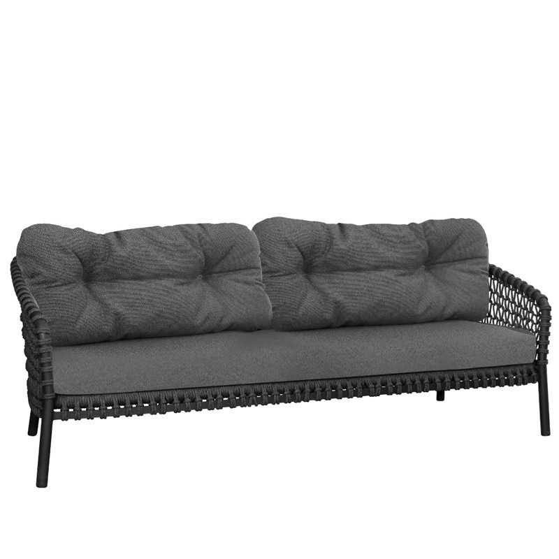 Cane-line OCEAN LARGE 3-Sitzer Sofa, Soft Rope dark grey/ Polster AirTouch grey