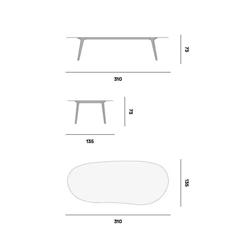 TORSA Organik Gartentisch 310 x 135 cm - Skizze