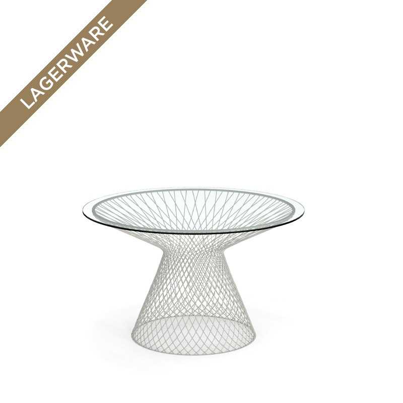 Emu HEAVEN Tisch Ø 120 cm, Matt White/ Tischplatte Glas, klar