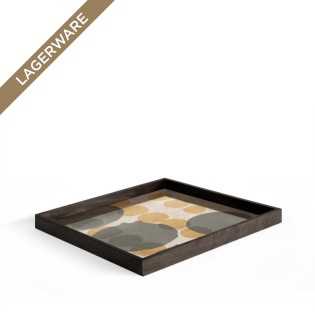 Ethnicraft Tablett S quadratisch 38 x 38 cm, Overlapping Dots Cinnamon Glas