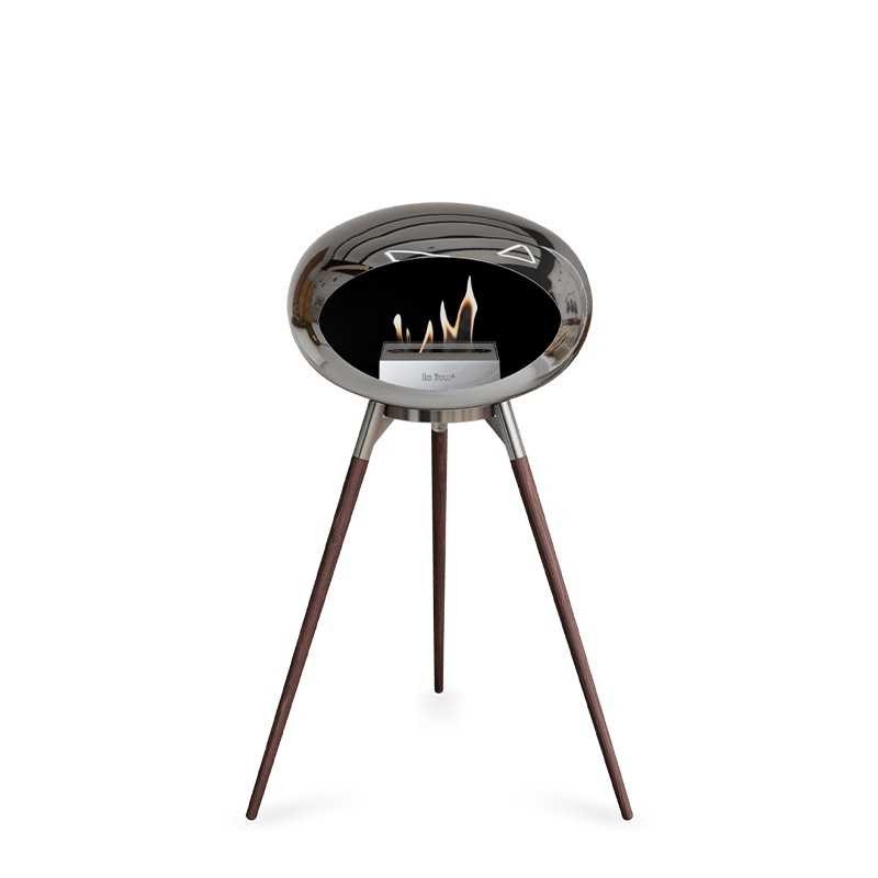 GROUND HIGH Chromed Silver Bioethanol-Kamin