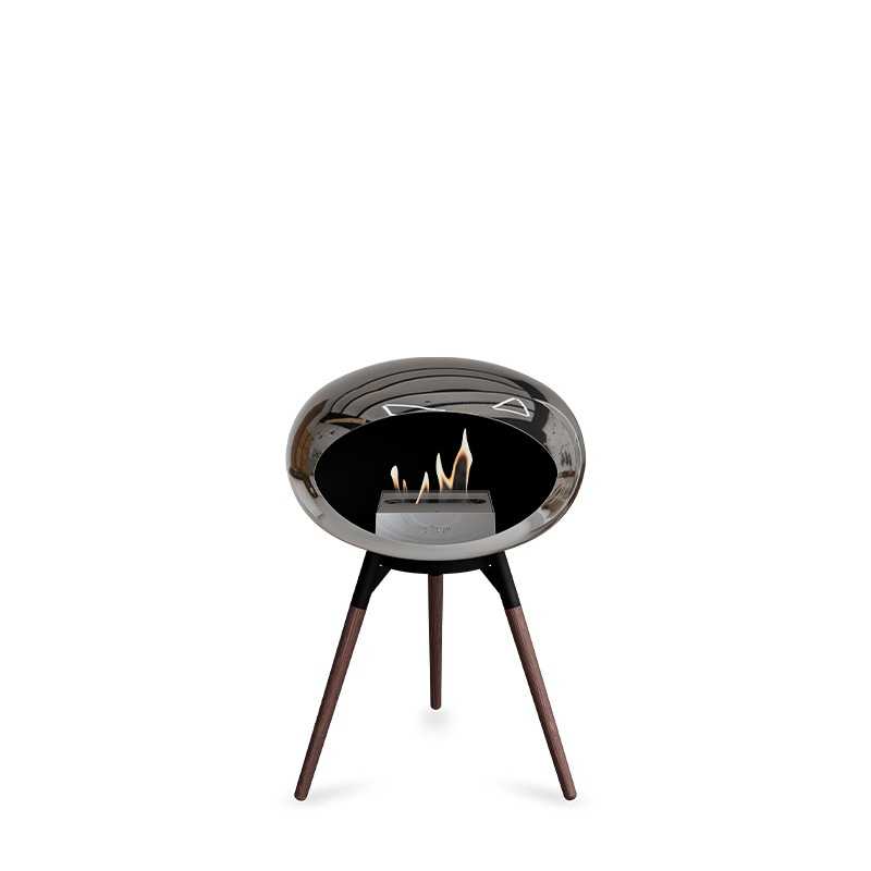 GROUND LOW Chromed Silver Bioethanol-Kamin