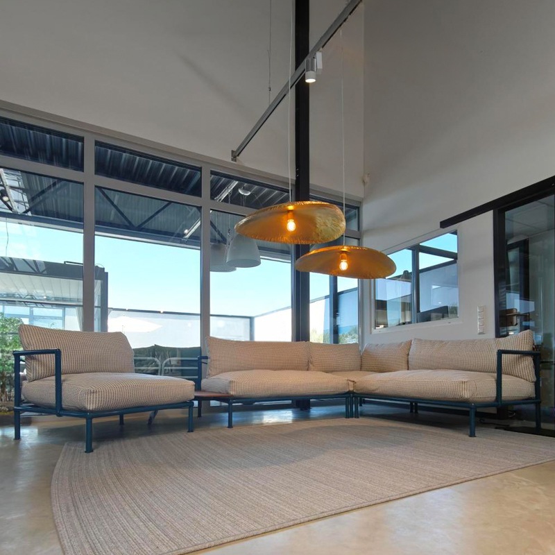 B&B Italia NOOCH OUTDOOR Sofa Kombination, Avio Blue/Teak/Lamone