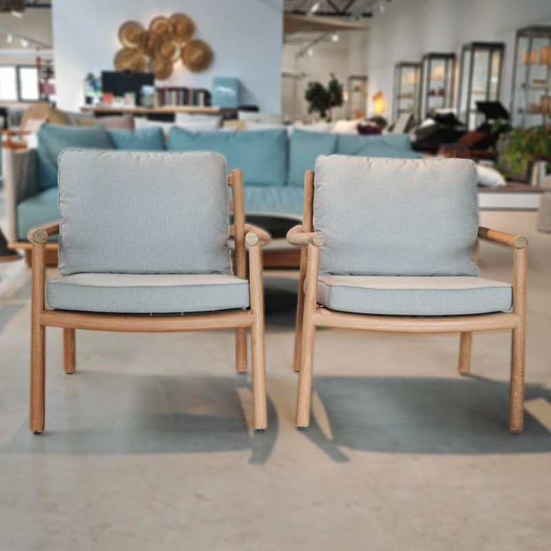 Tribù UKIYO Sessel mit Sitz-/Rückenpolster, Teak/ Tweed Brown