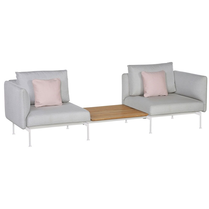 LAYOUT 2-Sitzer Sofa mit Teakablage, hohe Armlehnen