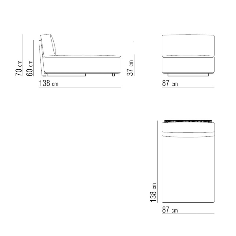 Mittelement Tiefe 138 cm